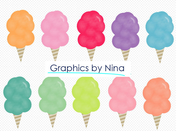 50  Sale Instant Download  Colorful Cotton Candy Clipart   Scrapbook