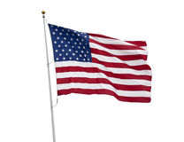 American Flag Isolated On White With Clipping Path Stock Photography