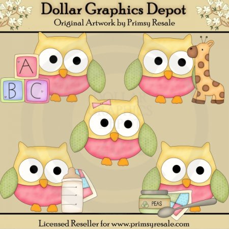 Baby Owls 1   Clip Art    1 00   Dollar Graphics Depot Quality    