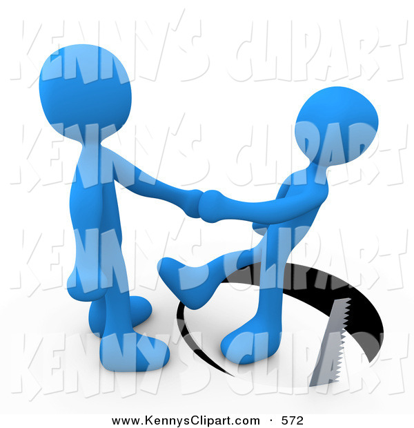 Clip Art Of A Unsuspecting Blue Man Shaking Hands On A Deal With