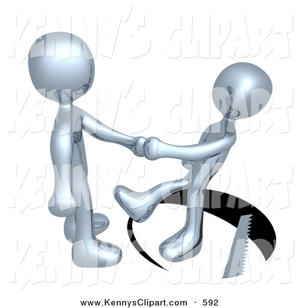 Clip Art Of A Unsuspecting Chrome Man Shaking Hands On A Deal With
