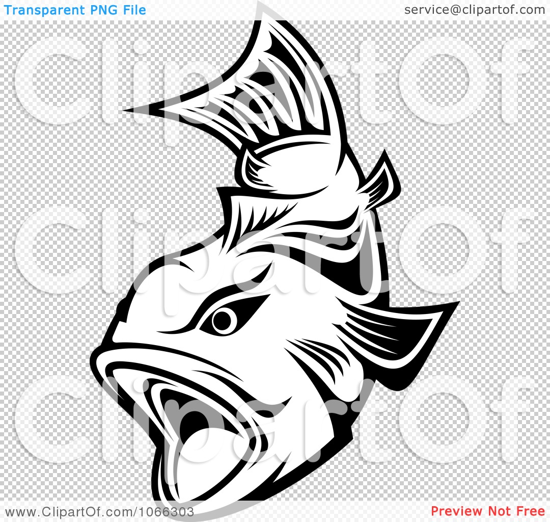 Clipart Black And White Trout 2   Royalty Free Vector Illustration By