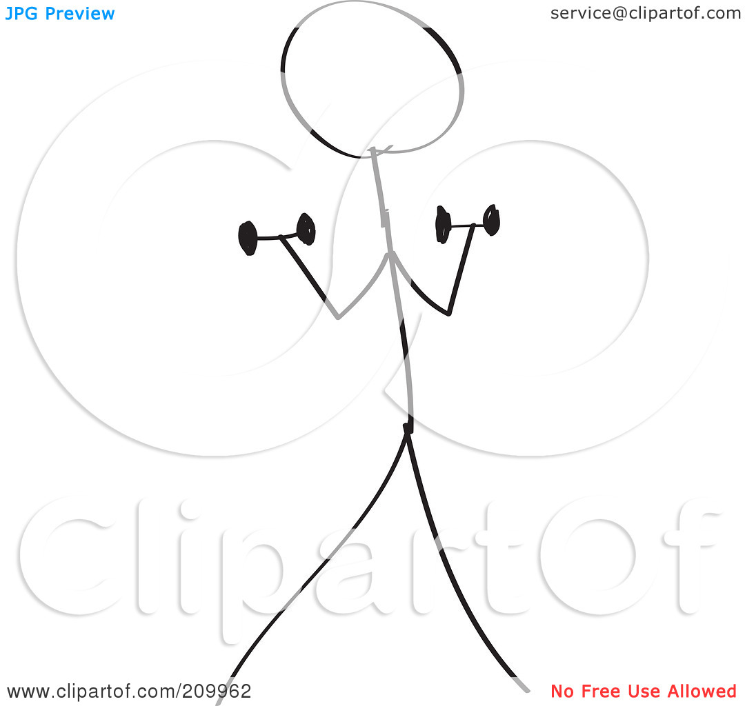 Clipart Illustration Of A Stick Fitness Character Doing Dumbbell Bicep