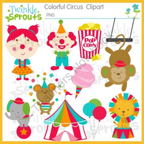 Colorful Circus Clipart And Lineart From Twinkle Sprouts On