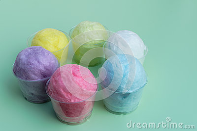 Colorful Cotton Candy In Pastel Color Packed In Plastic Cup For
