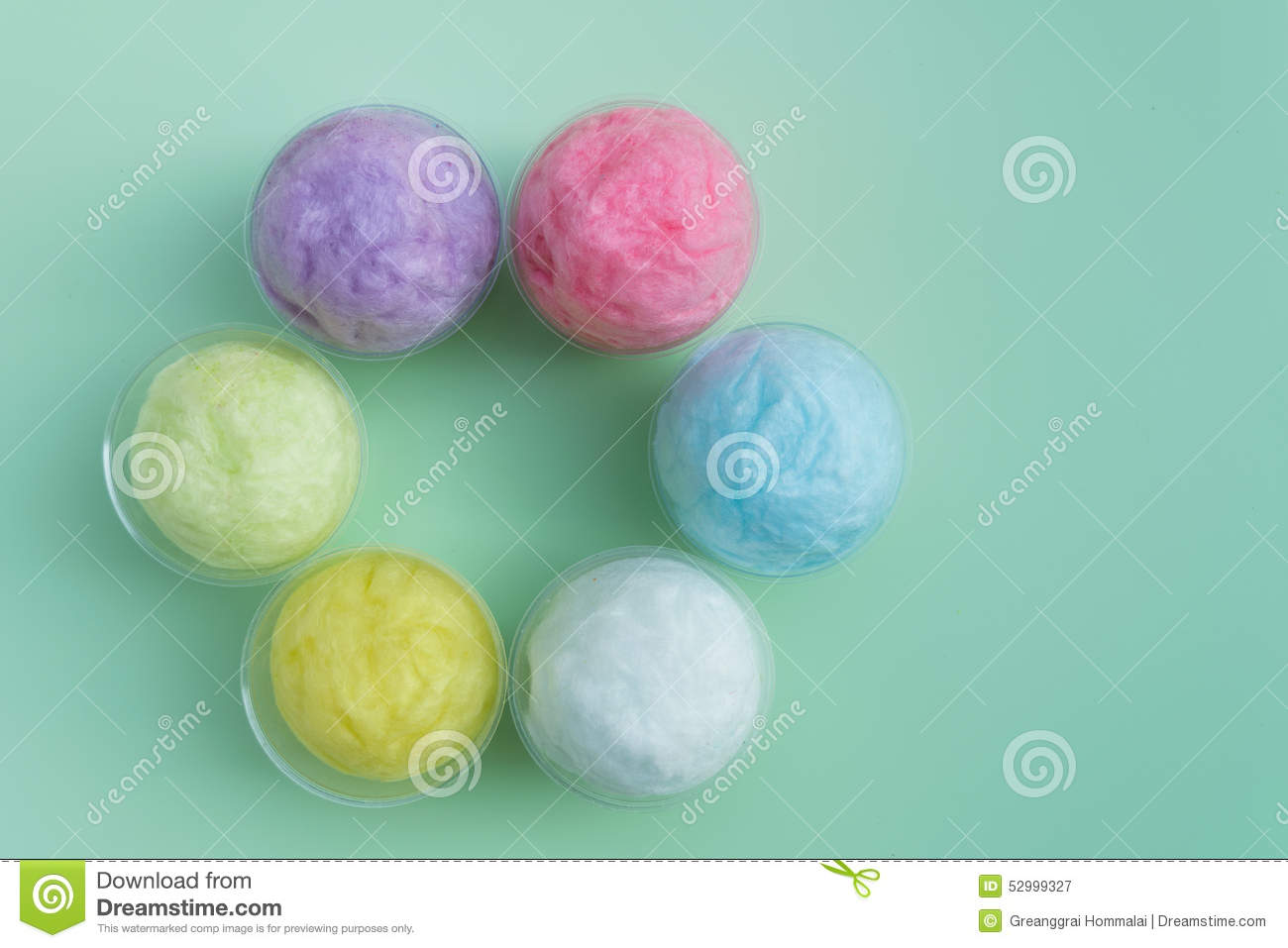 Colorful Cotton Candy In Pastel Color Packed In Plastic Cup For