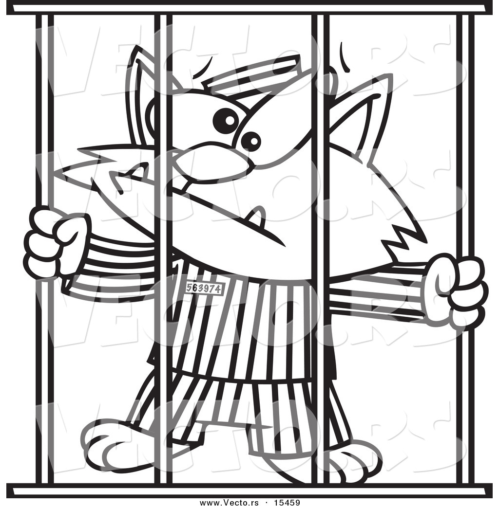 Detention Clipart Vector Of A Cartoon Prisoner Cat Coloring Page    
