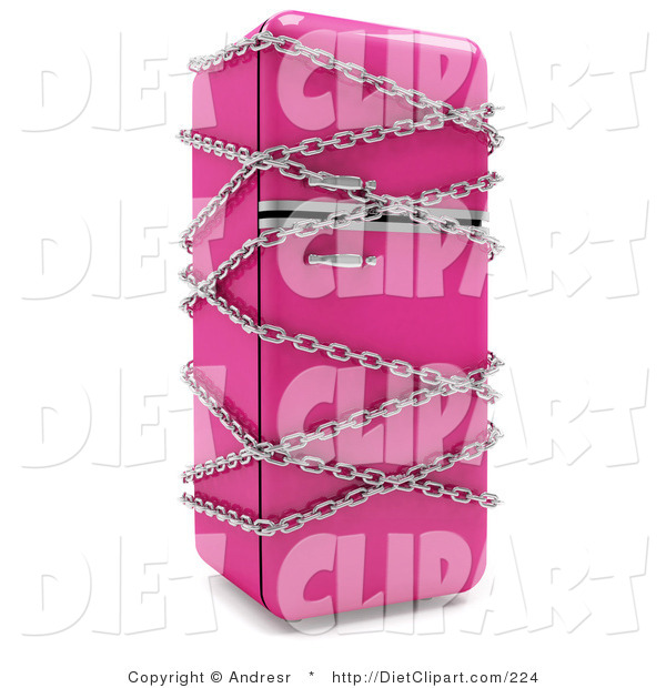 Diet Clip Art Of A Retro Bright Pink Fridge With Chains By Andresr    