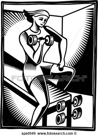 Illustration Of A Black And White Illustration Of A Woman Doing Bicep