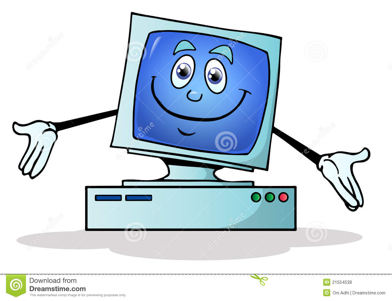 Illustration Of A Happy Home Office Computer Desk On Isolated White