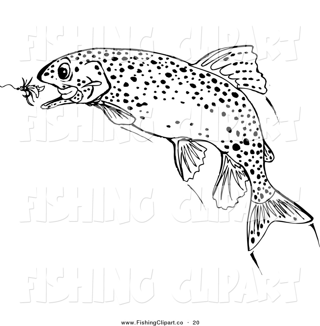 Larger Preview  Clip Art Of A Black And White Trout Fish Chasing A    