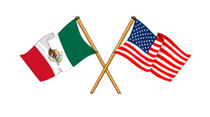 Mexican And American Flags