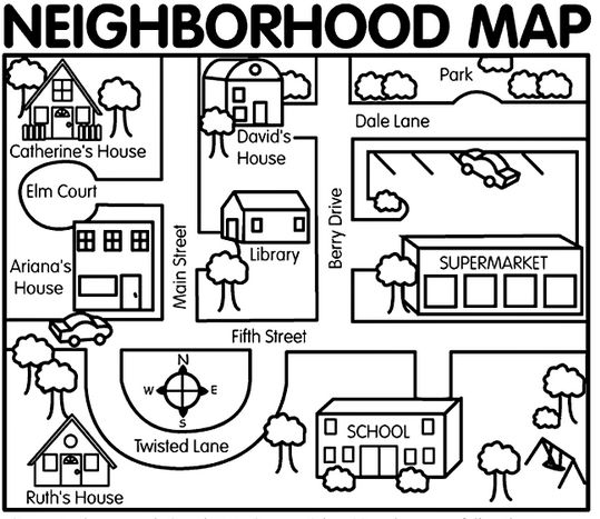 Neighborhood Map For Map Dictation Activity   Eld Unit Integration
