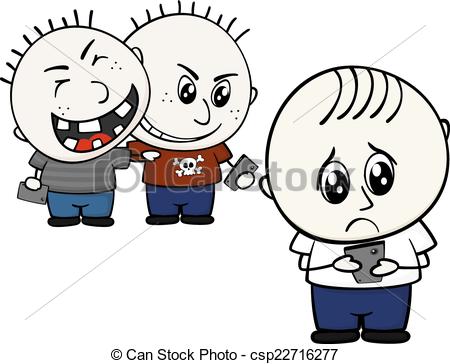 Vectors Illustration Of Cyber Bullying   Little Child Bullied By