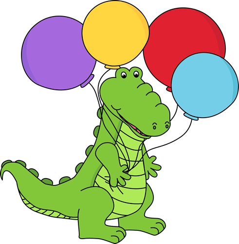 Alligator With Balloons Clip Art Image   A Fun Alligator Holding A    