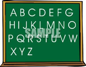 Alphabet Written On A Chalkboard   Royalty Free Clipart Picture