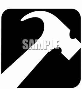 Black And White Hammer Icon   Royalty Free Clipart Picture