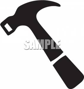 Black And White Hammer   Royalty Free Clipart Picture