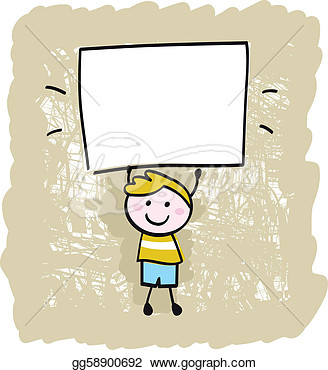 Boy Holding Blank Banner Sign   Stock Clip Art Gg58900692   Gograph