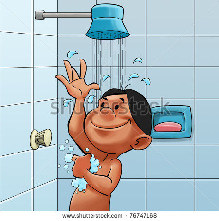 Boy In A Bath Room Taking A Good Shower Stock Photo 76747168