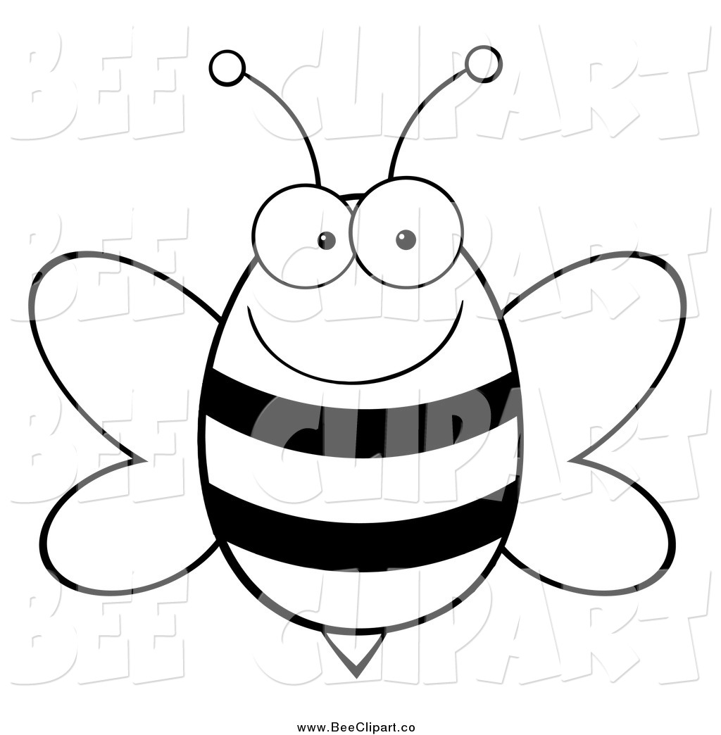       Cartoon Vector Clip Art Of A Black And White Happy Bee By Hit Toon