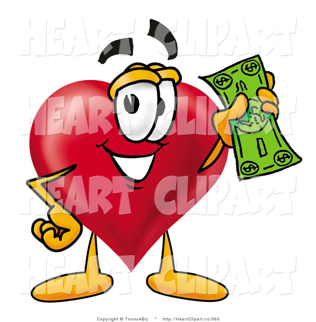 Clip Art Of A Romantic Love Heart Mascot Cartoon Character Holding A