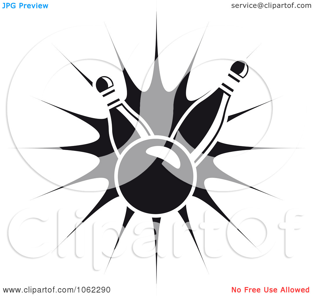 Clipart Bowling Ball And Pins In Black And White 4   Royalty Free