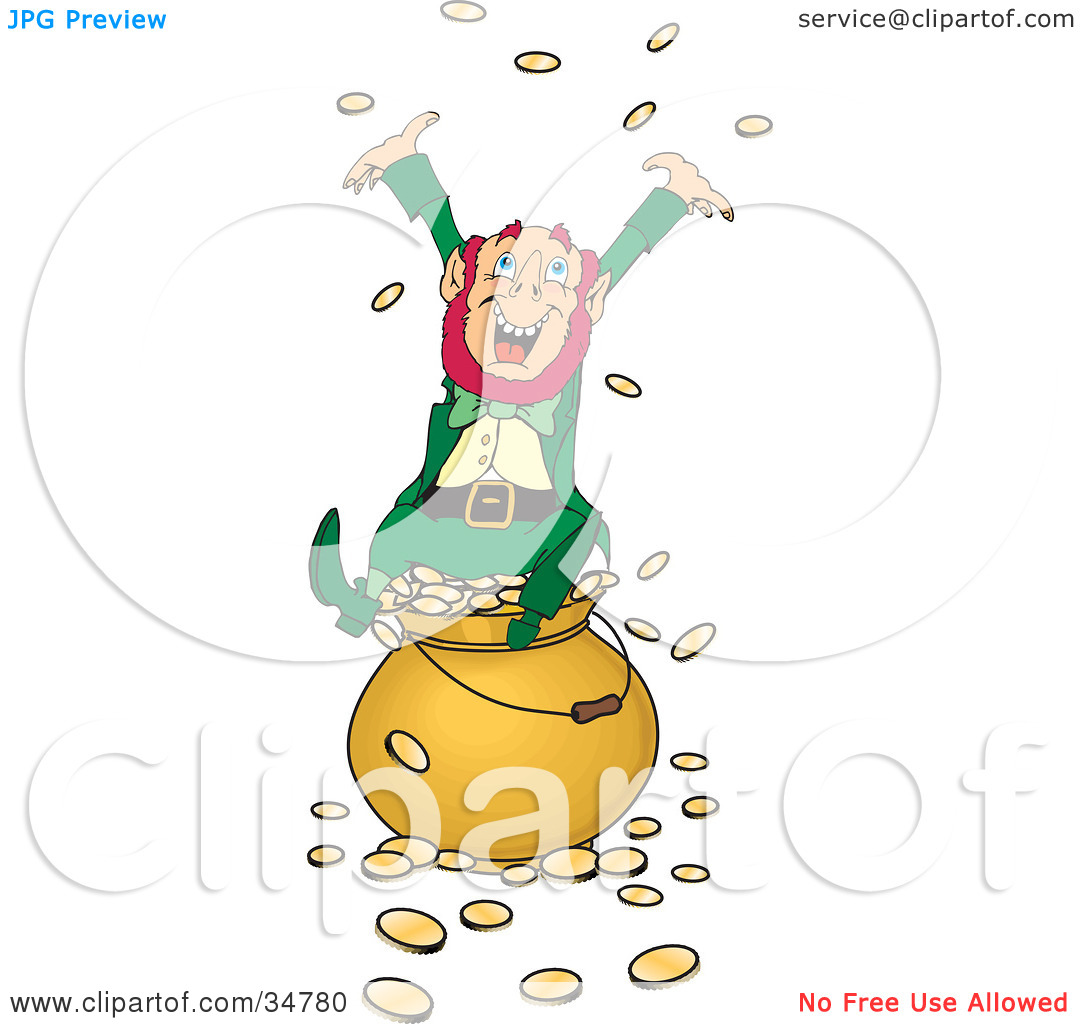 Clipart Illustration Of A Greedy And Rich Leprechaun Sitting Atop A