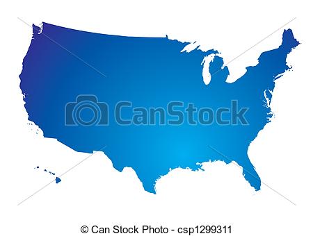 Clipart Of North America Blue Map   Illustration Of The North American