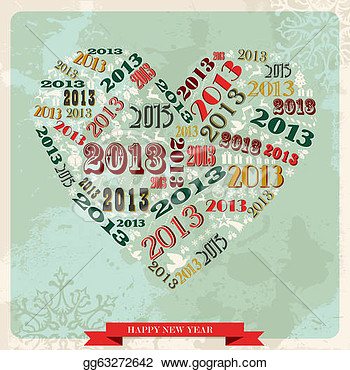 Clipart   Vintage Happy New Year 2013 Concept Numbers In Love Heart