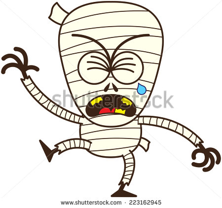 Cute Mummy With Bulging Eyes And Broken Yellow Teeth In A Very Sad    