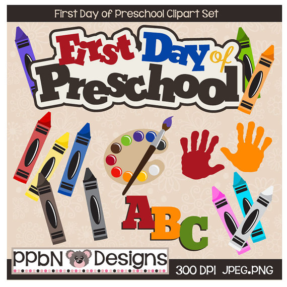 First Day Of Preschool Digital Clipart For Card Design Web Designs    
