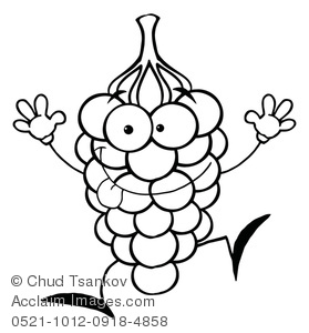 Grapes Clipart Black And White Black And White Dancing Bunch Grapes    