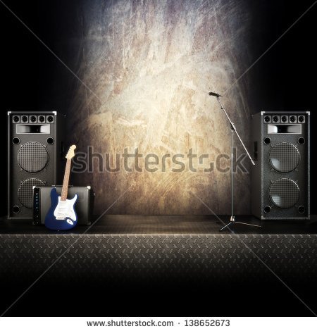 Heavy Metal Music Stage Or Singing Background Microphone Electric    