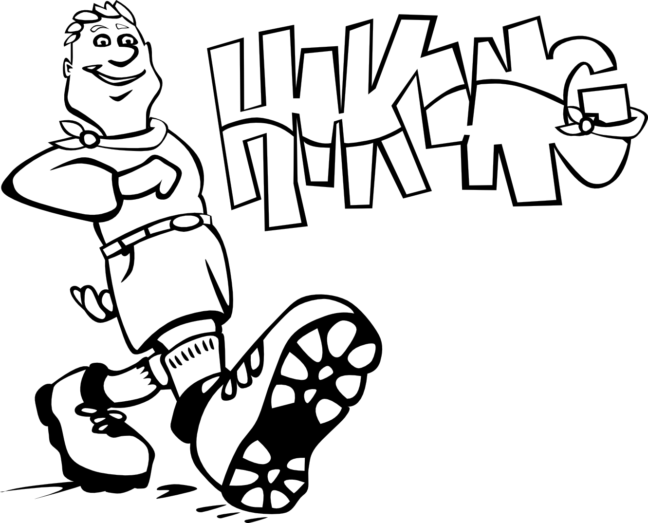 Hiking Clipart Black And White Hiking 1 Black White Line Art Coloring    