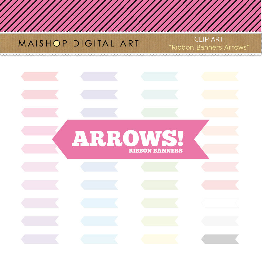 Instant Download   Ribbon Banner Arrows Clip Art Buy 2 Get 1 Free