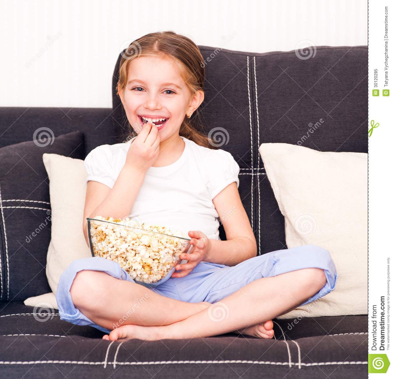 Little Girl Watching Tv Royalty Free Stock Photo   Image  30120285