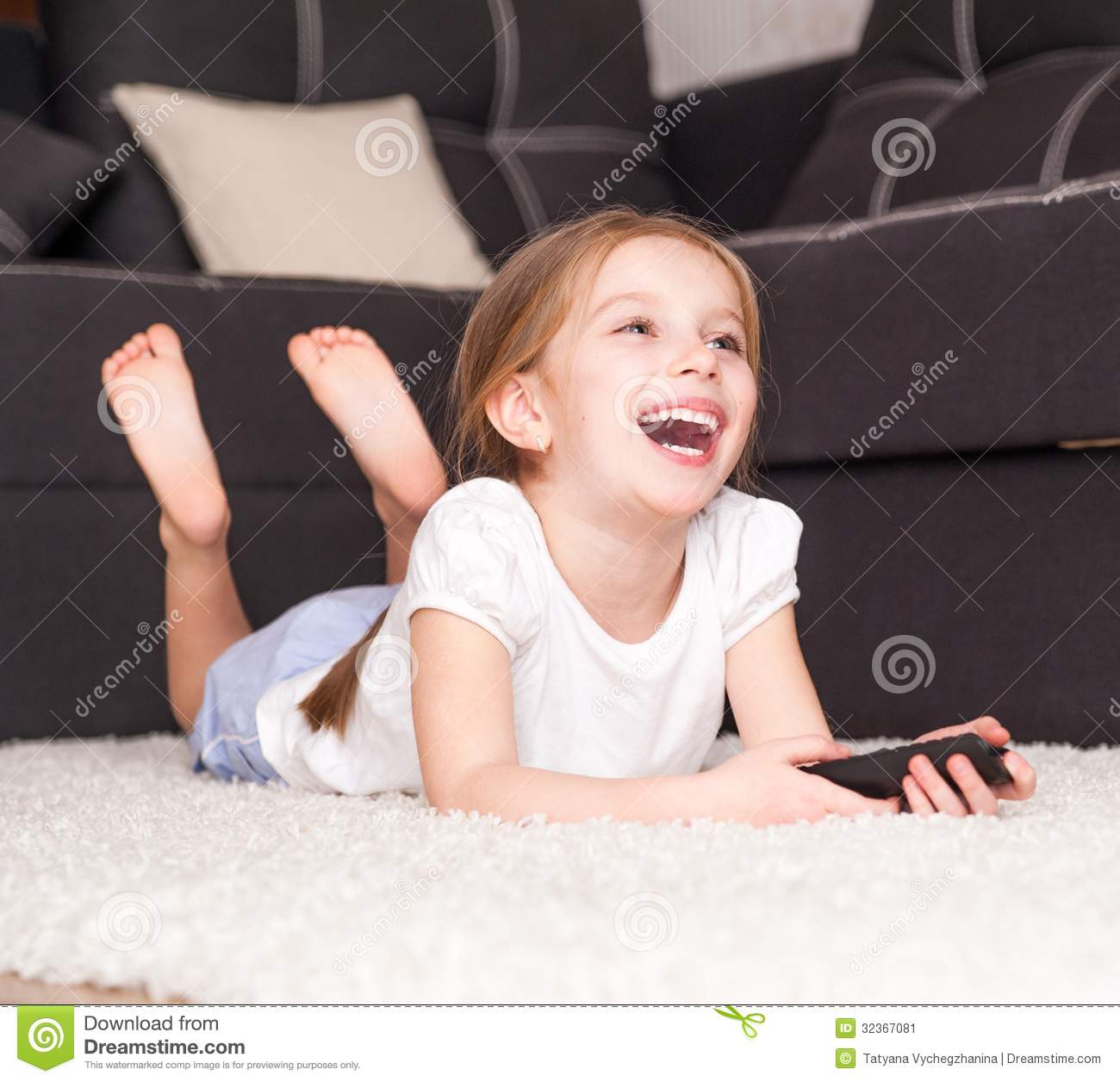 Little Girl Watching Tv Stock Image   Image  32367081