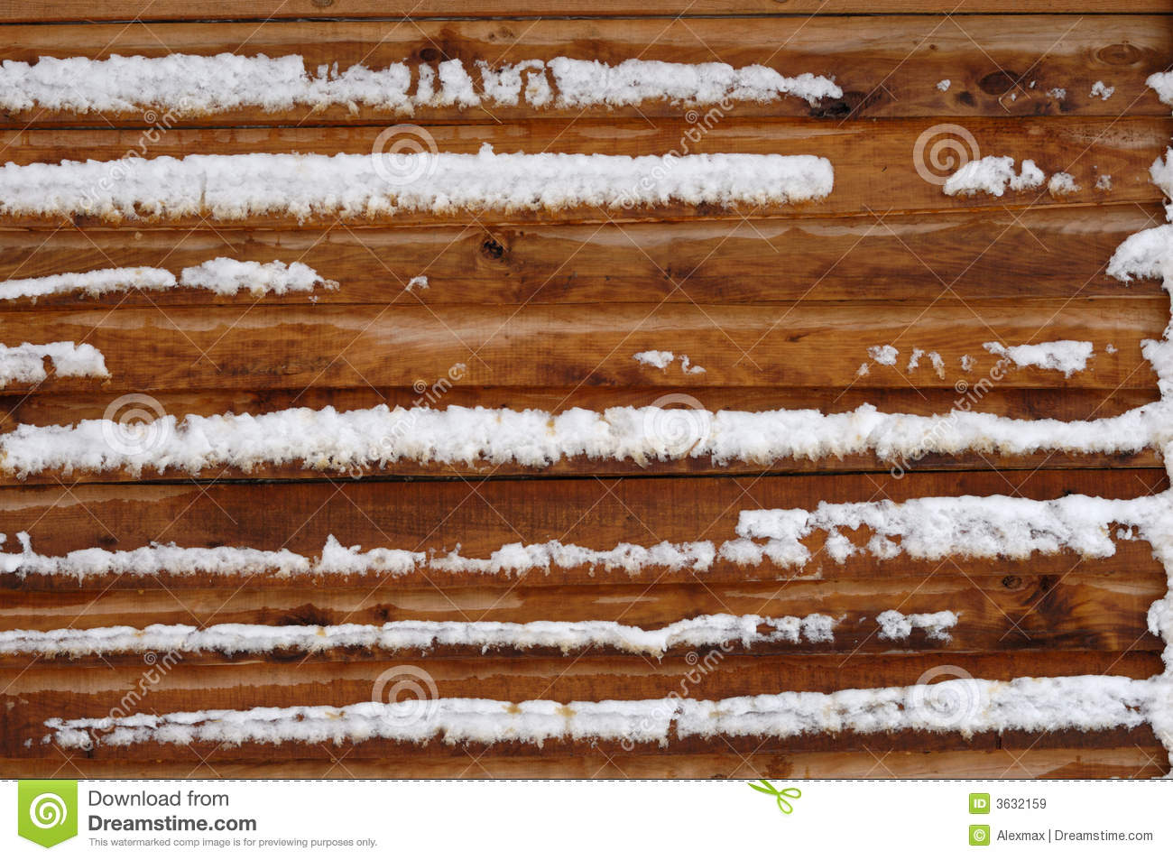 Log House Wall Covered With Snow Royalty Free Stock Images   Image