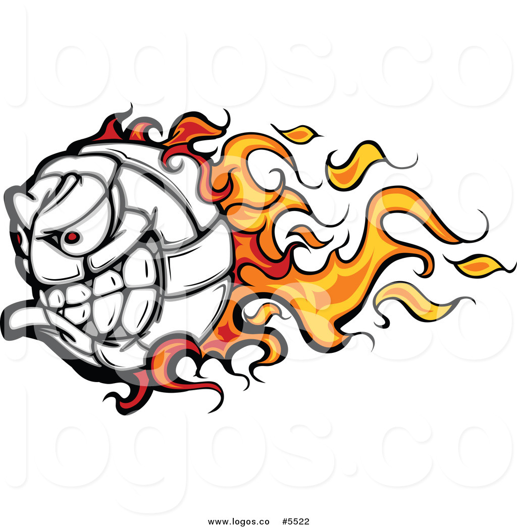 Logo Of A Fiery Volleyball Logos Of Three Fiery Volleyballs Logo Of A