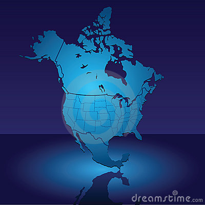 North America Shiny Blue Map Royalty Free Stock Image   Image