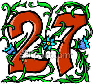 Number 27 With Blue Flowers Number 27 Clipart