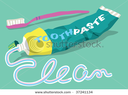 Of Toothpaste With Toothbrush   Vector Clip Art Illustration Picture