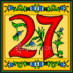 Red Number 27 With Flowers Number 27 Clipart