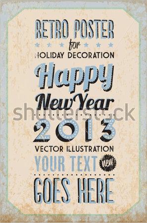 Retro Vintage Happy New Year Teneke I Areti Tipografi Ve Grunge