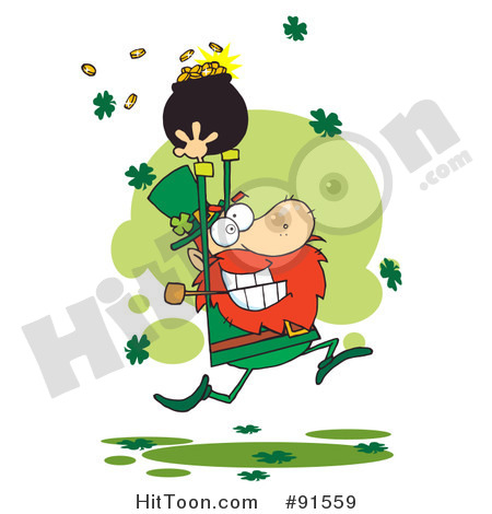Royalty Free  Rf  Clipart Illustration Of A Greedy Leprechaun Running