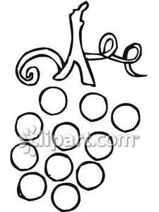 Simple Black And White Grapes   Royalty Free Clipart Picture