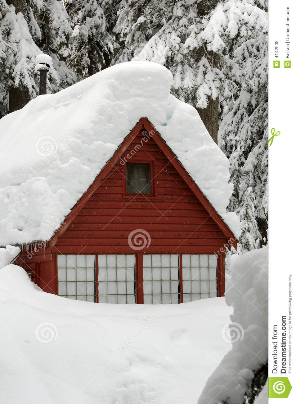 Snow Covered Cabin Royalty Free Stock Photos   Image  4142908