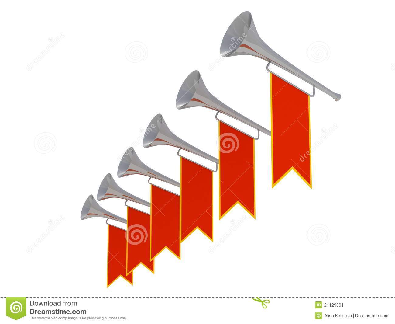 Stock Image  Medieval Trumpets With Red Banners