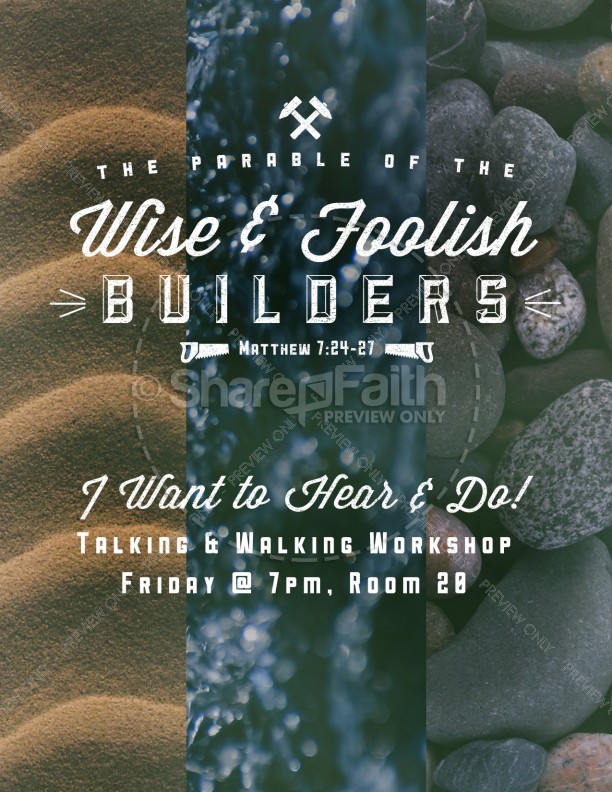 The Parable Of The Wise And Foolish Builders Religious Flyer